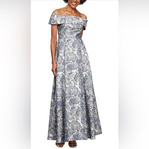 Alex Evenings Long Printed Ballgown Silver/Multi Size 10 NWT - Never Worn!